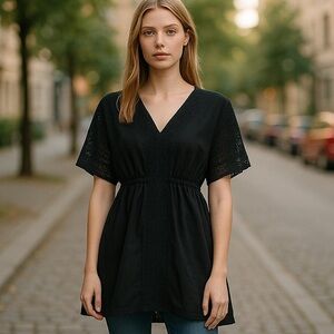 Xhilaration Black Lace Tunic Top